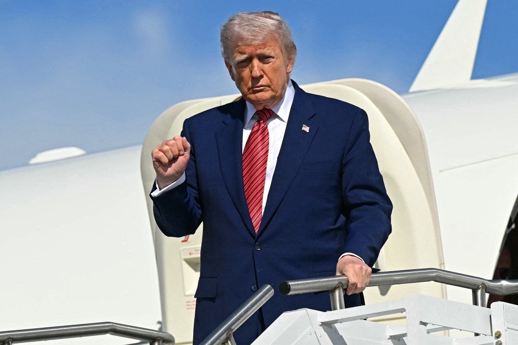 President Donald Trump lands on the Air Force one.